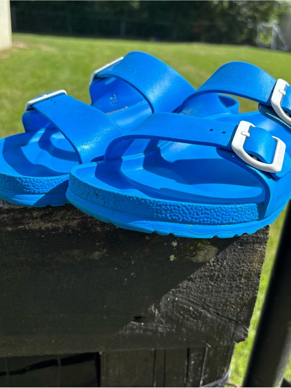 Bright Blue Birkenstocks Double-Buckle Sandals SZ 10 - Picture 5 of 7